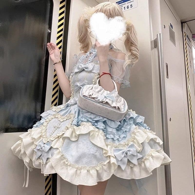 Japán Gótikus Kawaii Lolita Princess Dress — Kék — 1