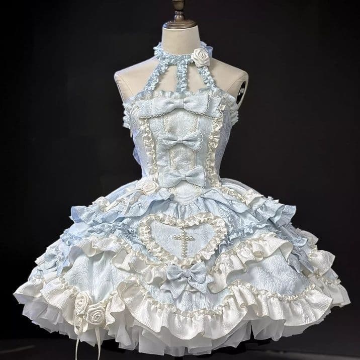 Japán Gótikus Kawaii Lolita Princess Dress — Kék — 2