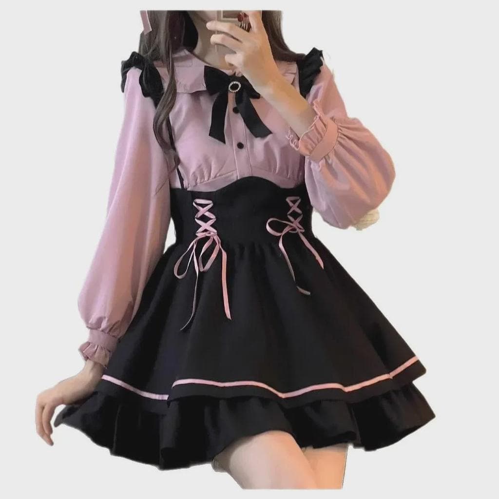 Édes Lolita Hercegnő Szett — Ing + Kantáros Szoknya — 1