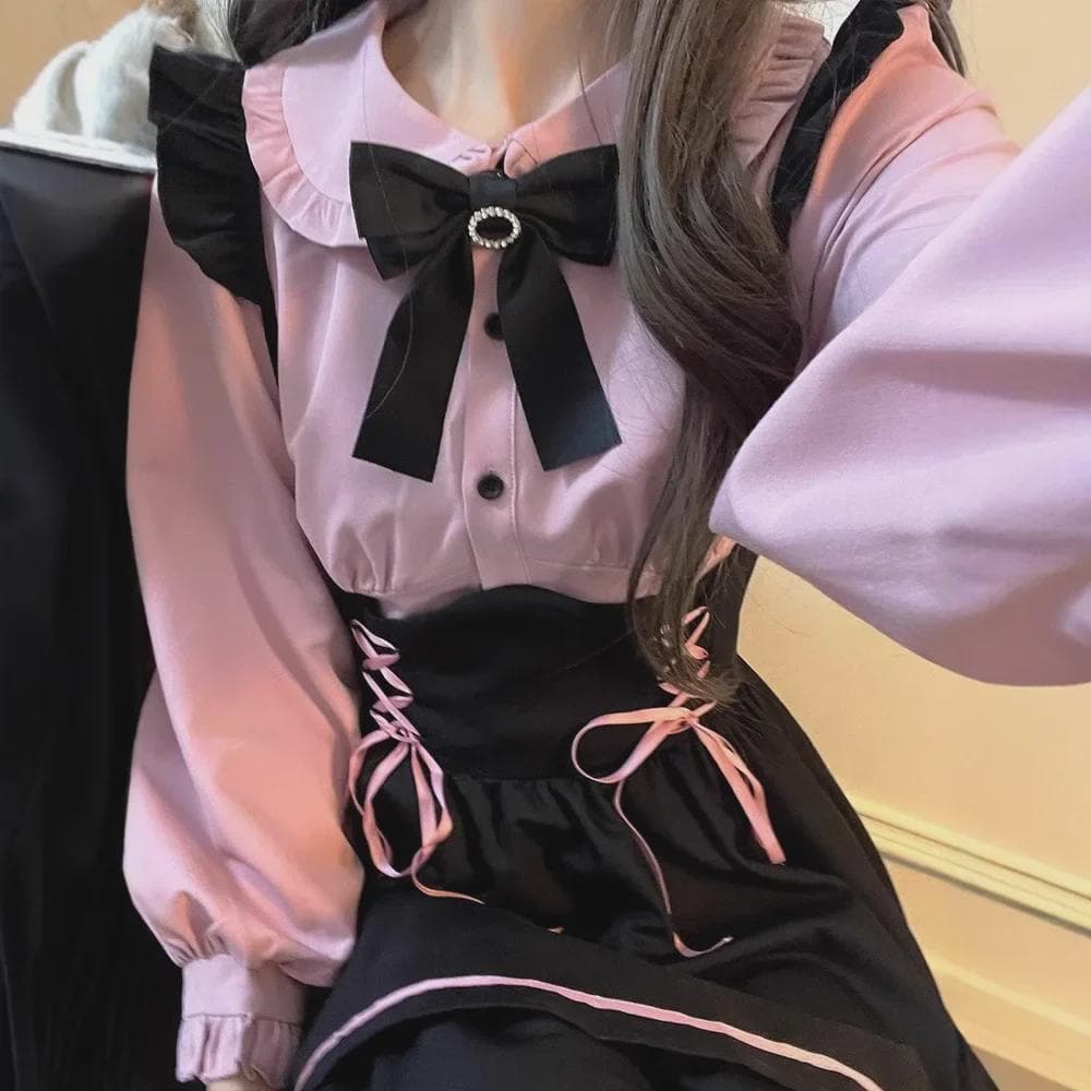 Édes Lolita Hercegnő Szett — Ing + Kantáros Szoknya — 2